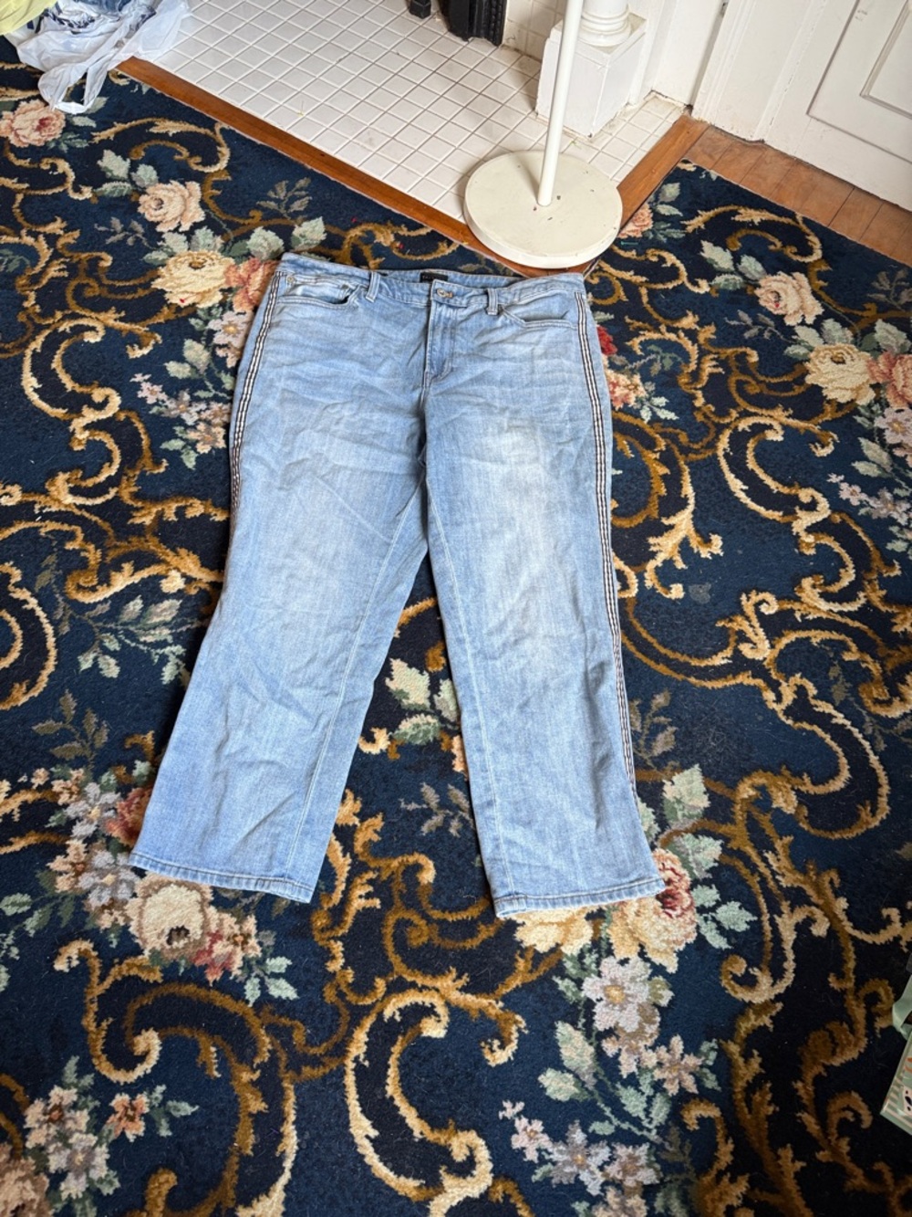 Talbots Straight-Leg Ankle Jeans with Side Trim-stretch-worn a bunch - but great